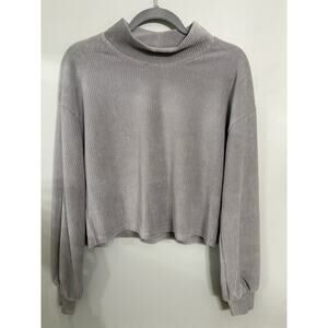 Altar’d State Ribbed Mock Neck Cropped Top – Blue Aqua – Size S (NWT)